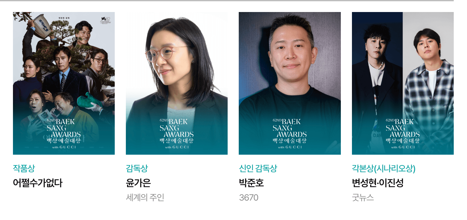 백상예술대상 수상자 명단 영화 작품상 감독상 신인 감독상 각본상