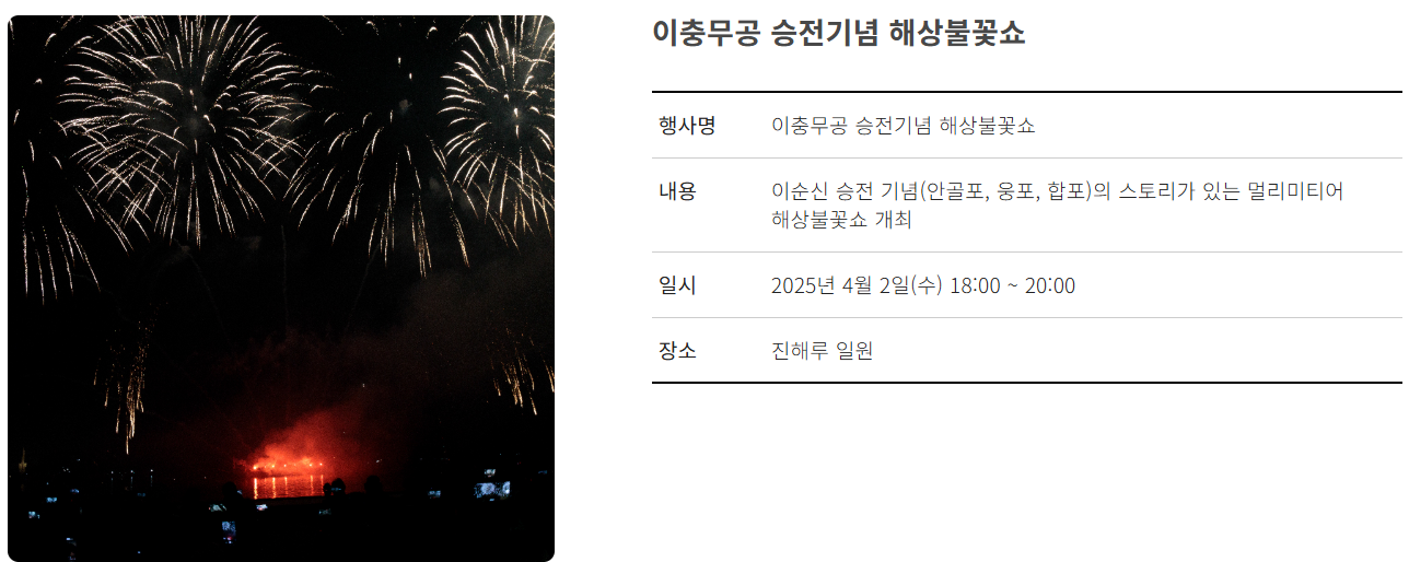 이충무공 승전기념 해상불꽃