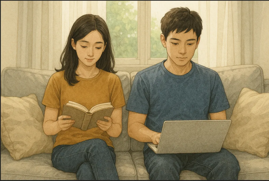 같은 공간에서 서로 할 것을 하며 시간을 보내는 커플