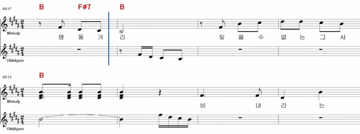 이동기(배호) 비 내리는 명동거리 악보