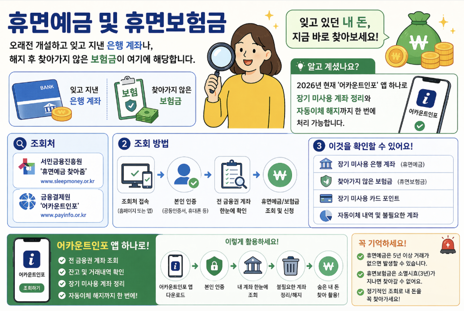 휴면예금 찾는 방법 서민금융진흥원 어카운트인포 휴면보험금 조회 정리