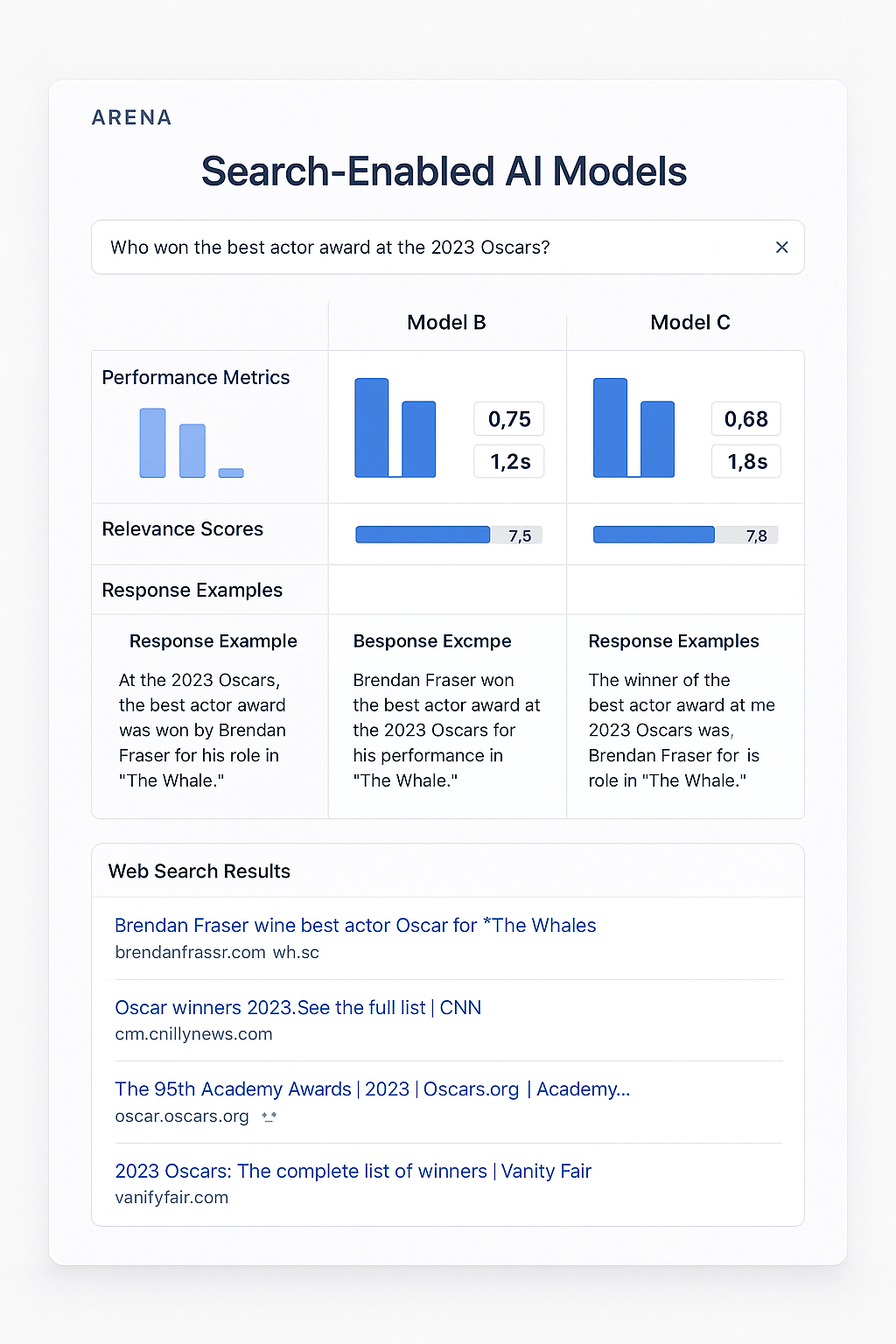 Search Arena의 검색 기반 AI 모델 평가 인터페이스