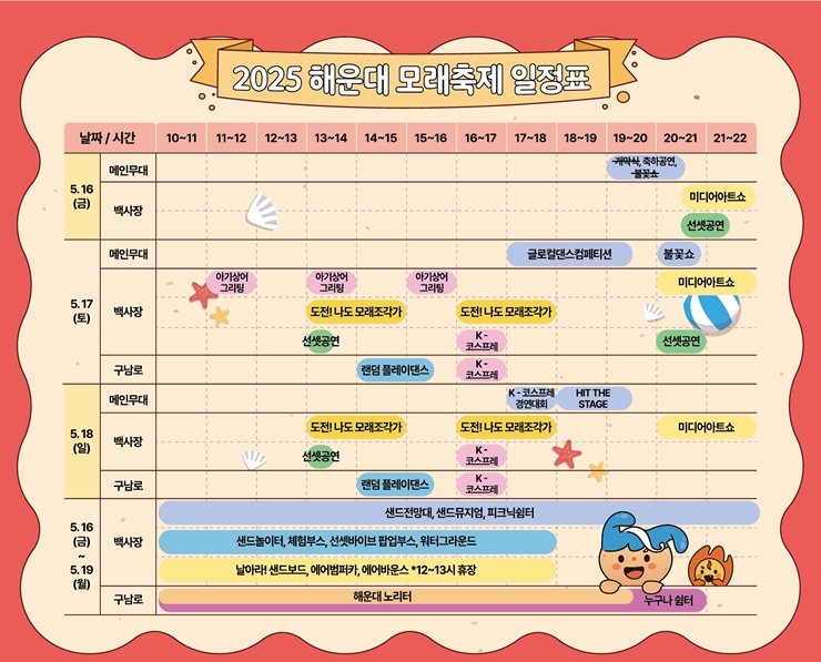 2025 해운대 모래축제 일정표