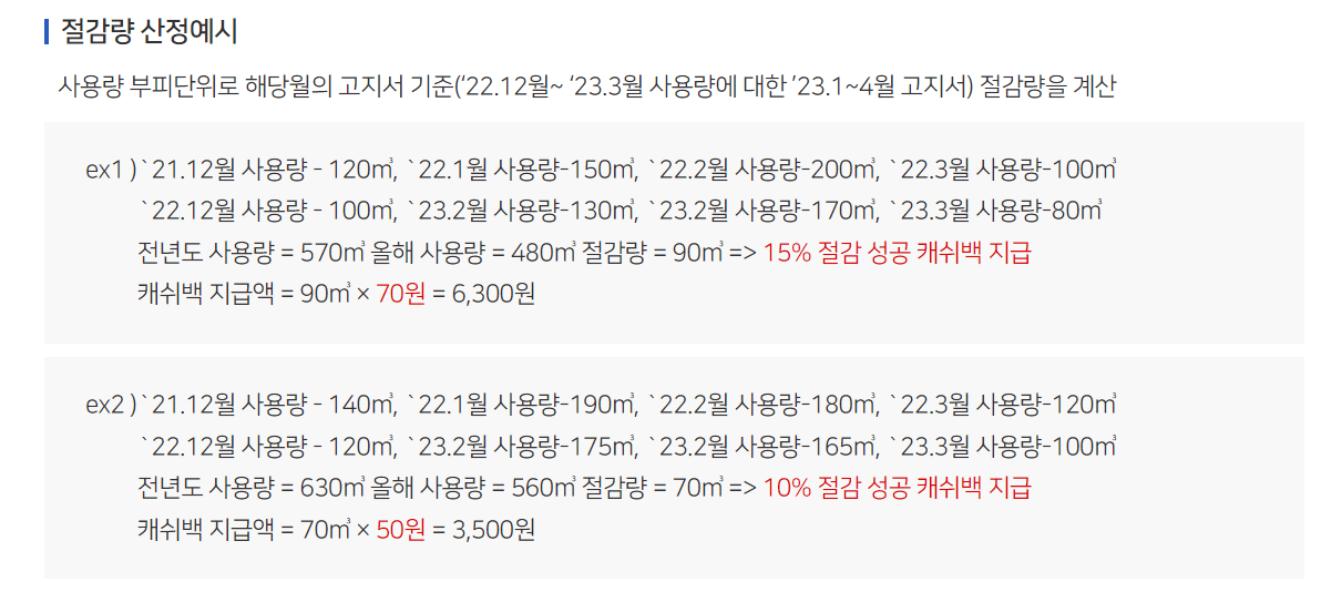 도시가스 절감량 산정 예시