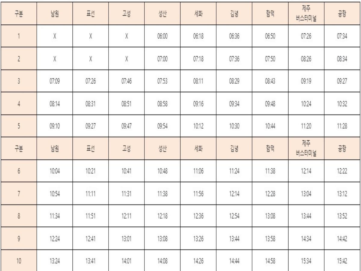 제주 101 급행버스 시간표 3