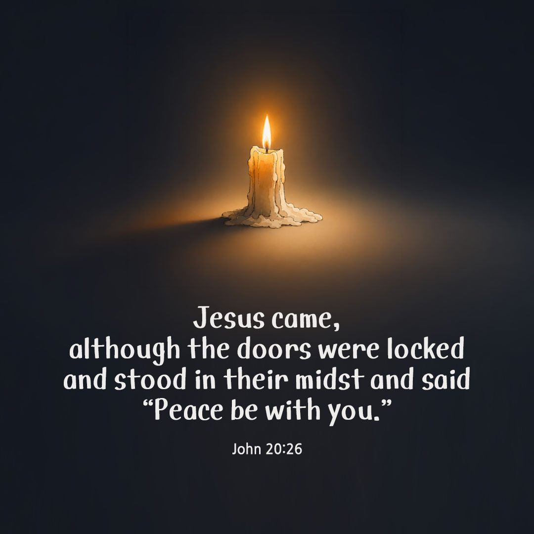 Today's Bible verse card John 20:26 scripture image