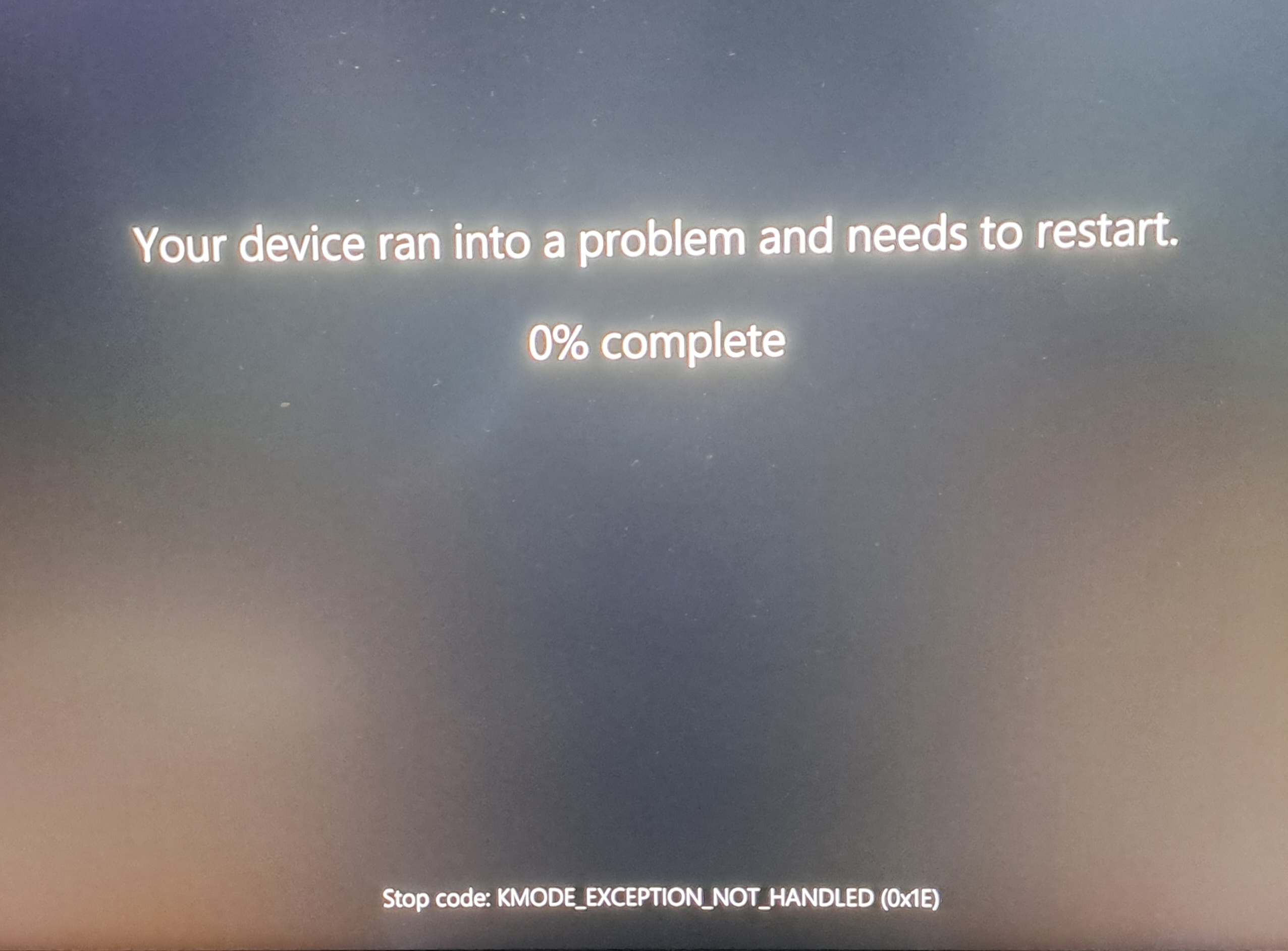 Your Device ran into a problem and needs to restart - Stop Code KMODE_EXCEPTION_NOT_HANDLED (0x1E)