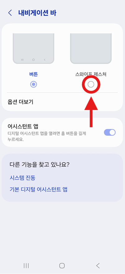 방법 5: 네비게이션 바 설정에서 버튼 방식 선택하기