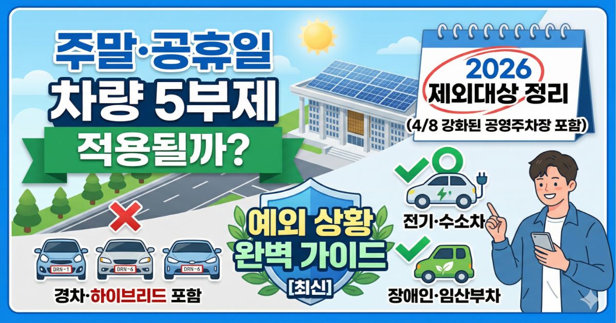 주말 공휴일 차량5부제 적용될까? (2026 제외대상 정리)