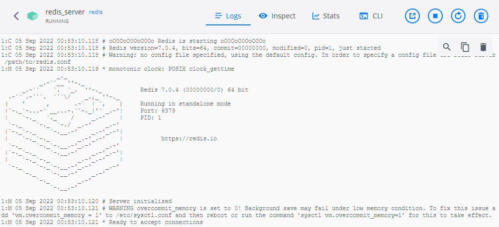 docker redis log