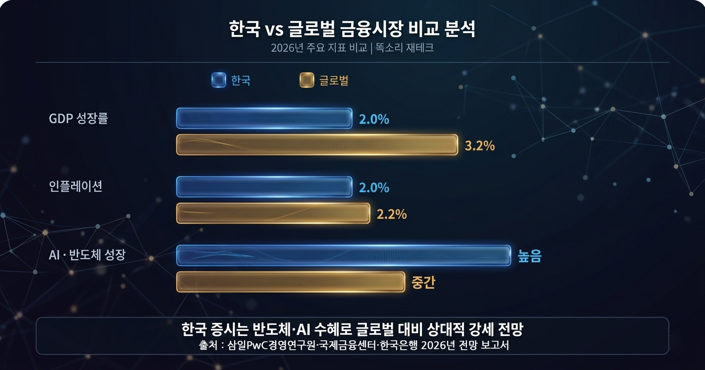 한국 vs 글로벌 금융시장 주요 지표 비교