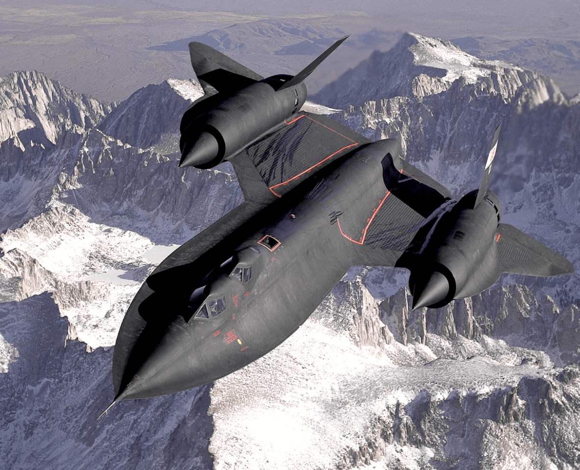 SR-71B 블랙버드 제트기의 짙은 파랑색 외관
