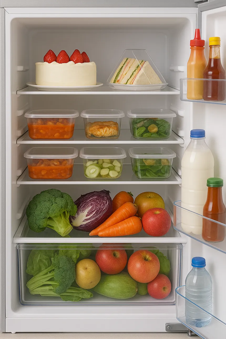 음식이 가득 찬 냉장고