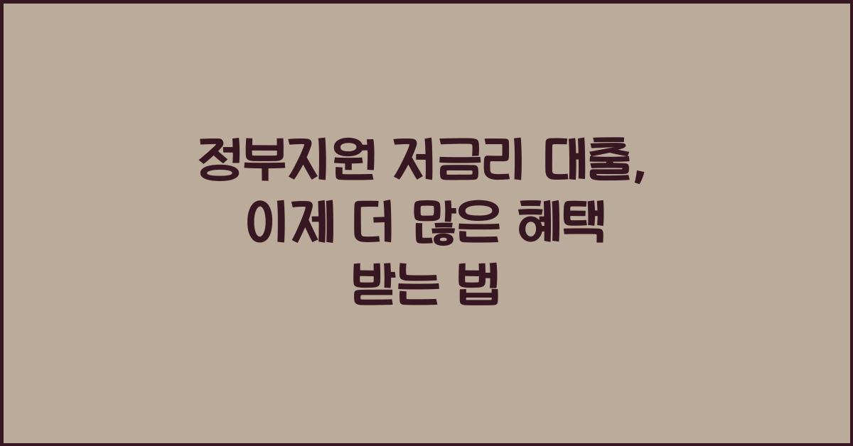 정부지원 저금리 대출