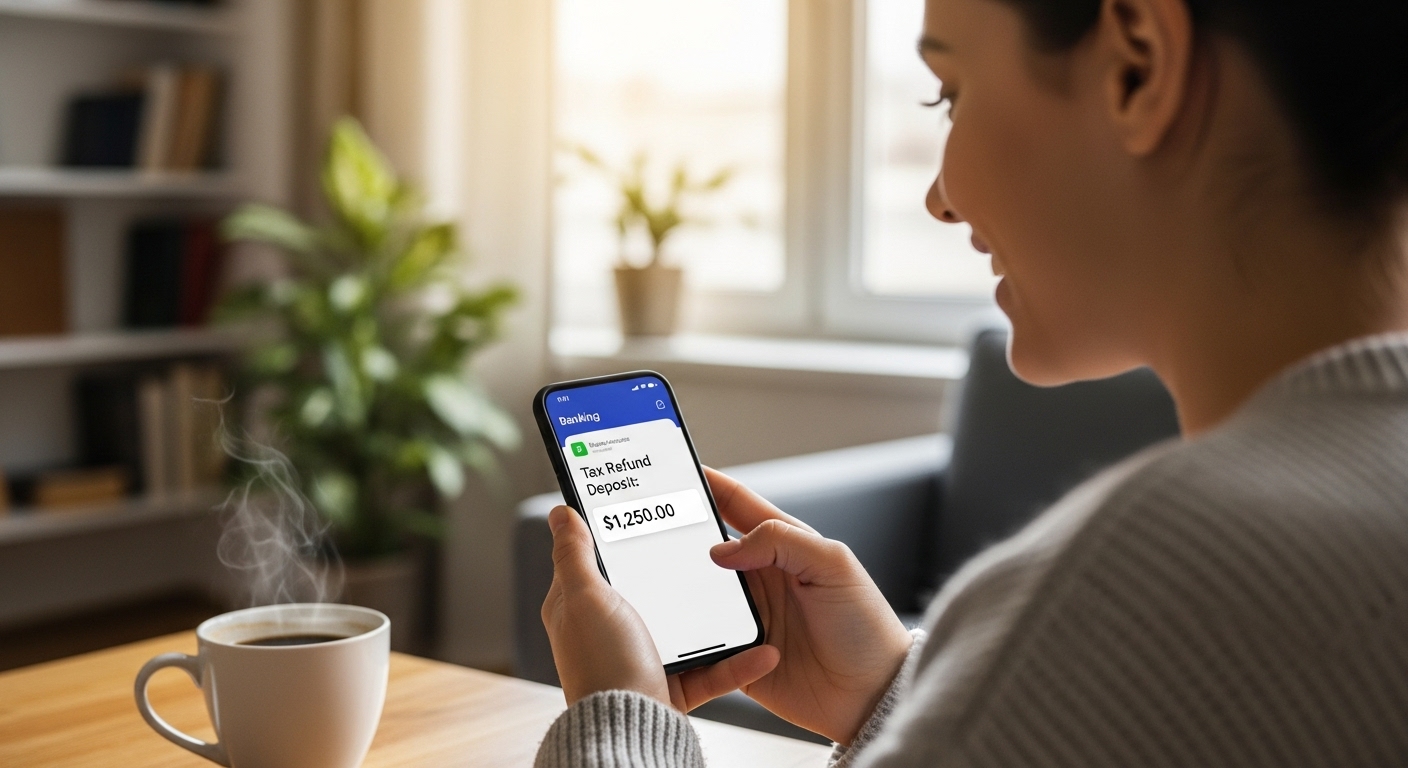 환급금 입금 알림과 미소