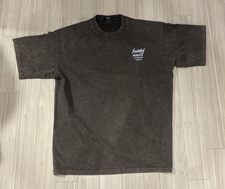 크림소다랩 스톤 워싱 피그먼트 쿼터 블랙 화이트 반팔 티셔츠