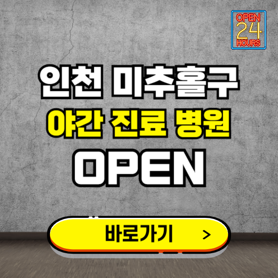 인천 미추홀구 야간진료 병원 찾기 ❘ 24시 심야 밤 늦게 여는 병원