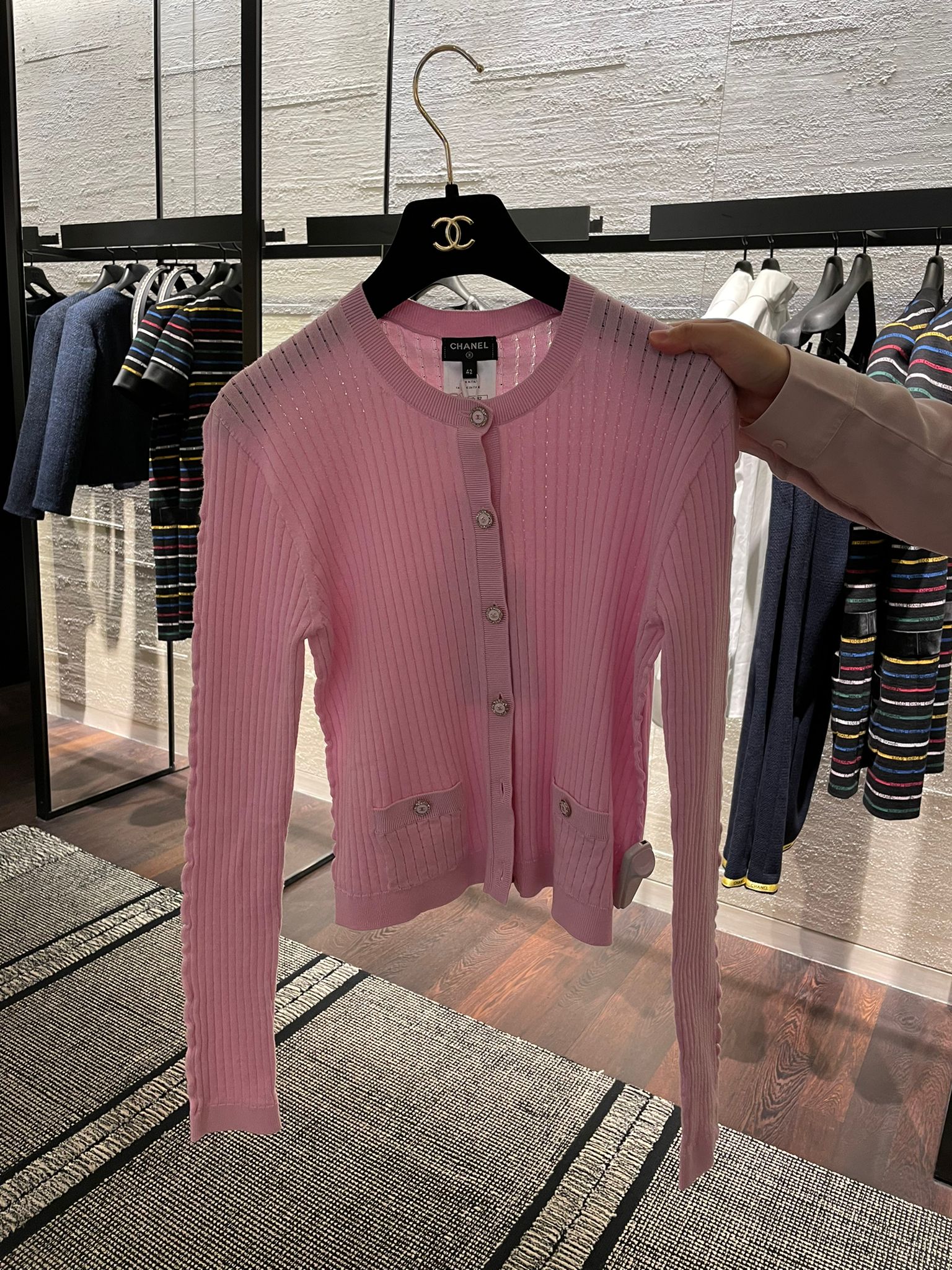 샤넬 골지 가디건 로즈클레어 P72746