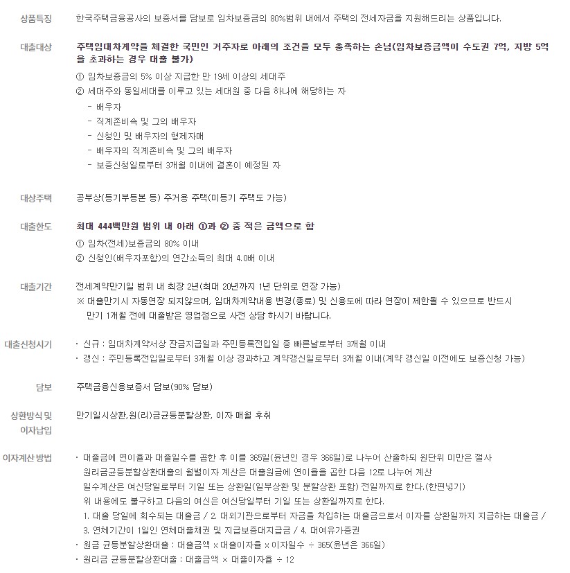 하나은행 전세자금대출 금리 조건 서류