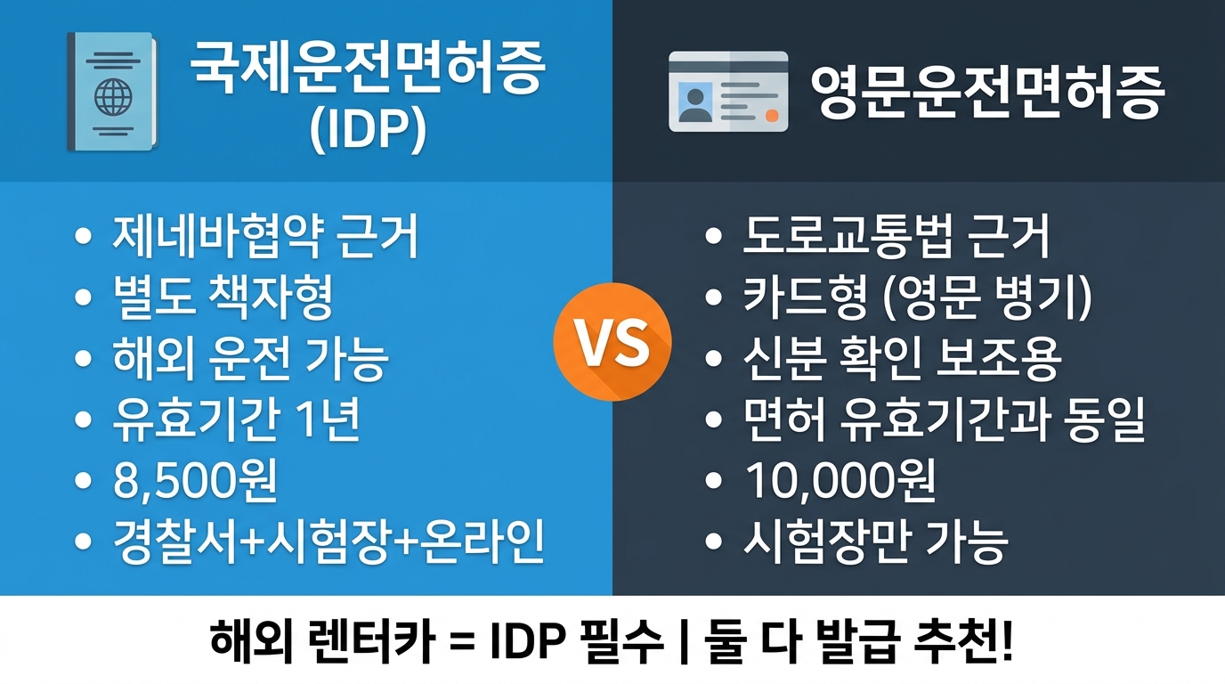 국제운전면허증 vs 영문운전면허증 차이 비교