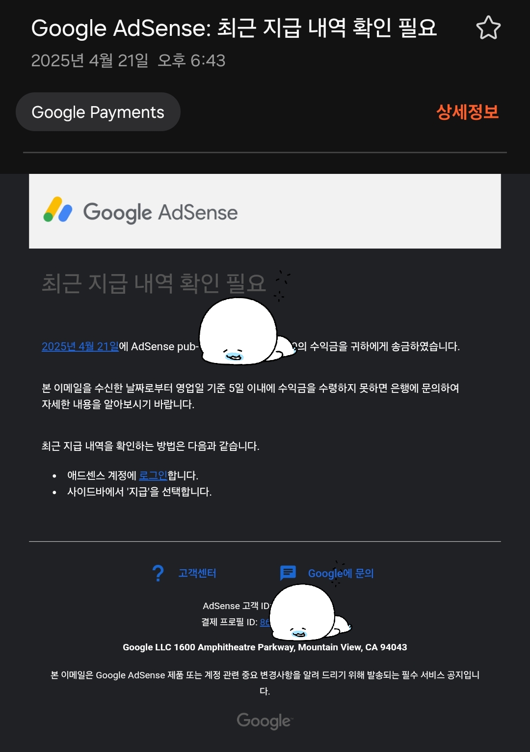 애드센스 외화 계좌 정보 입력 및 첫 수령 후기