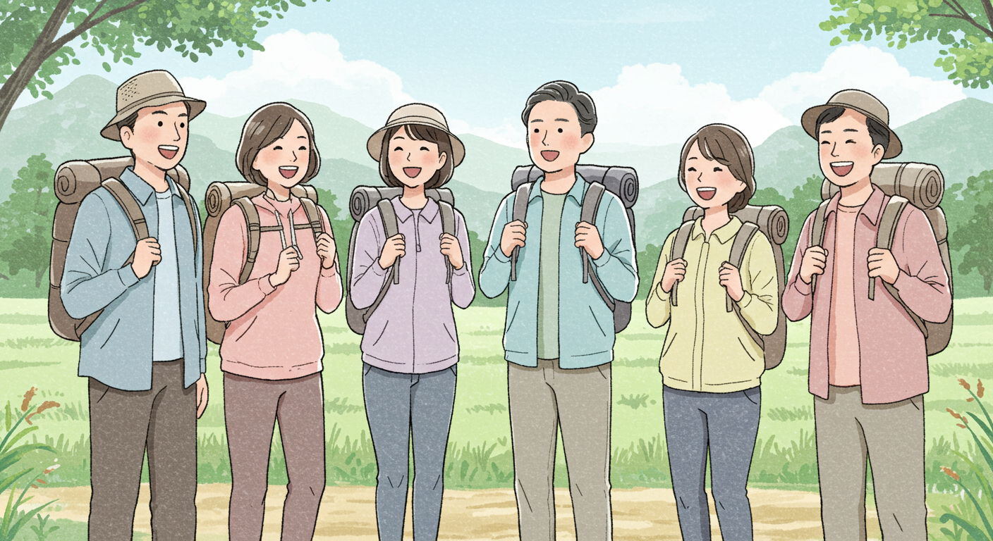 등산을 즐기는 남녀단체