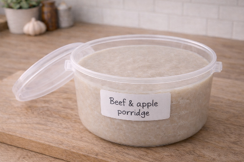 완성된 소고기 사과 미음