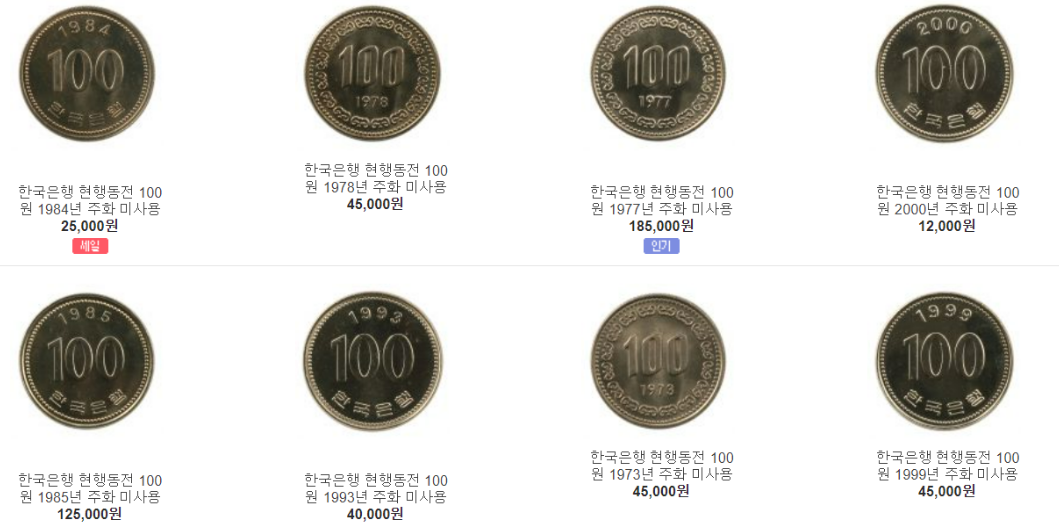 1988년 100원 짜리 동전 가격