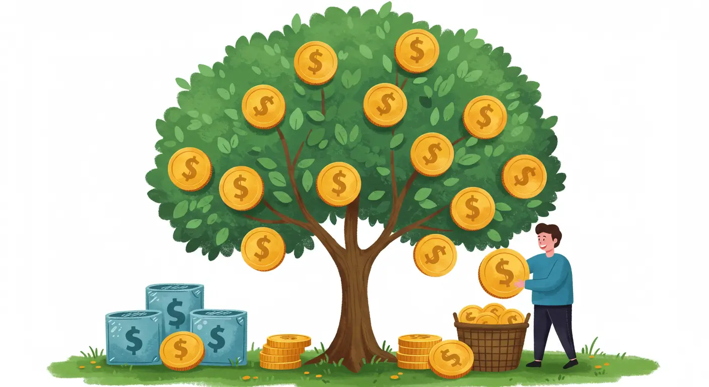 이미 만들어진 목돈이라는 나무에서 안정적인 이자 수익을 얻는 예금의 역할