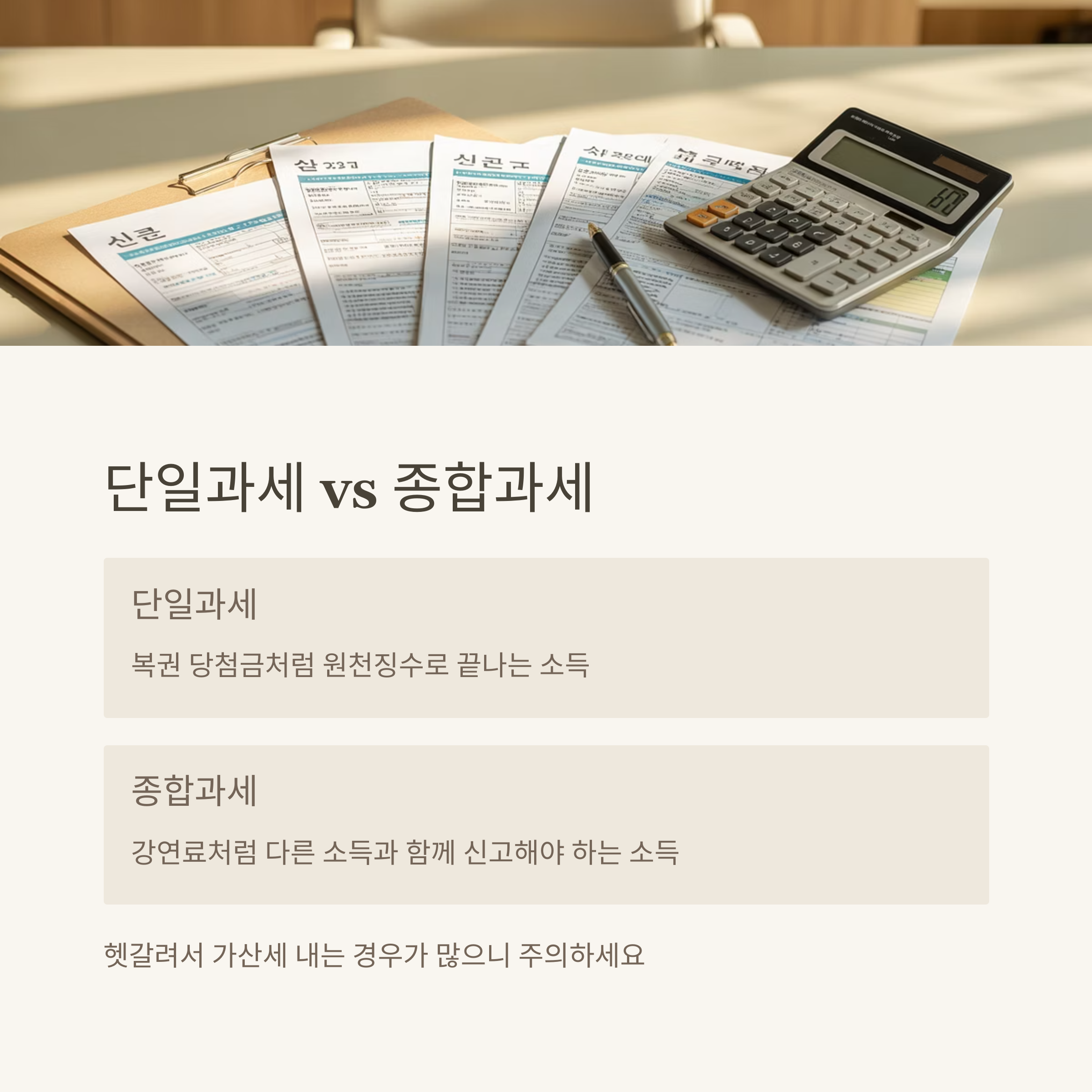 종합소득세 세금 지식 단일과세, 종합과세