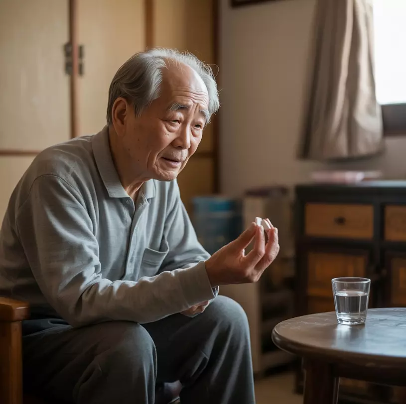 파킨슨병 치료약을 먹고 있는 이미지