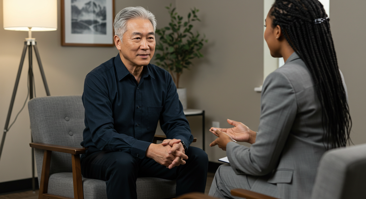 심리상담 받는 50대 남성