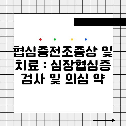 협심증전조증상 및 치료 : 심장협심증 검사 및 의심 약