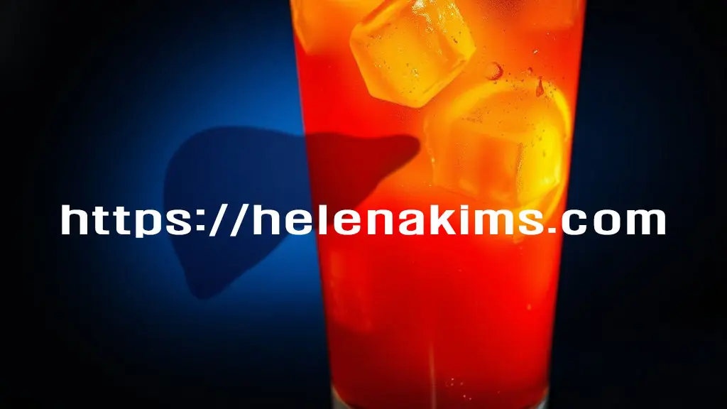 주황색의 탄산 음료와 간의 형상이 있는 모습