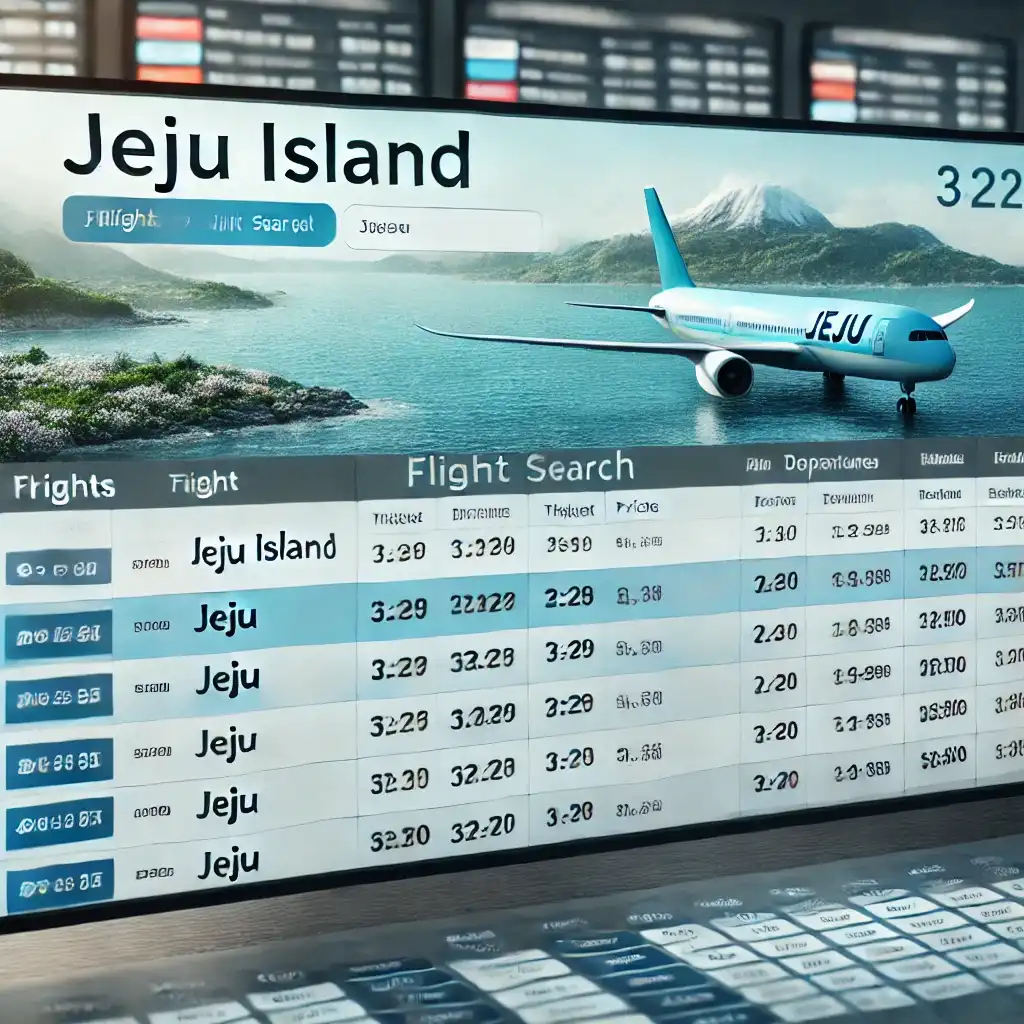 제주도 비행기표 검색 화면과 항공 스케줄 정보