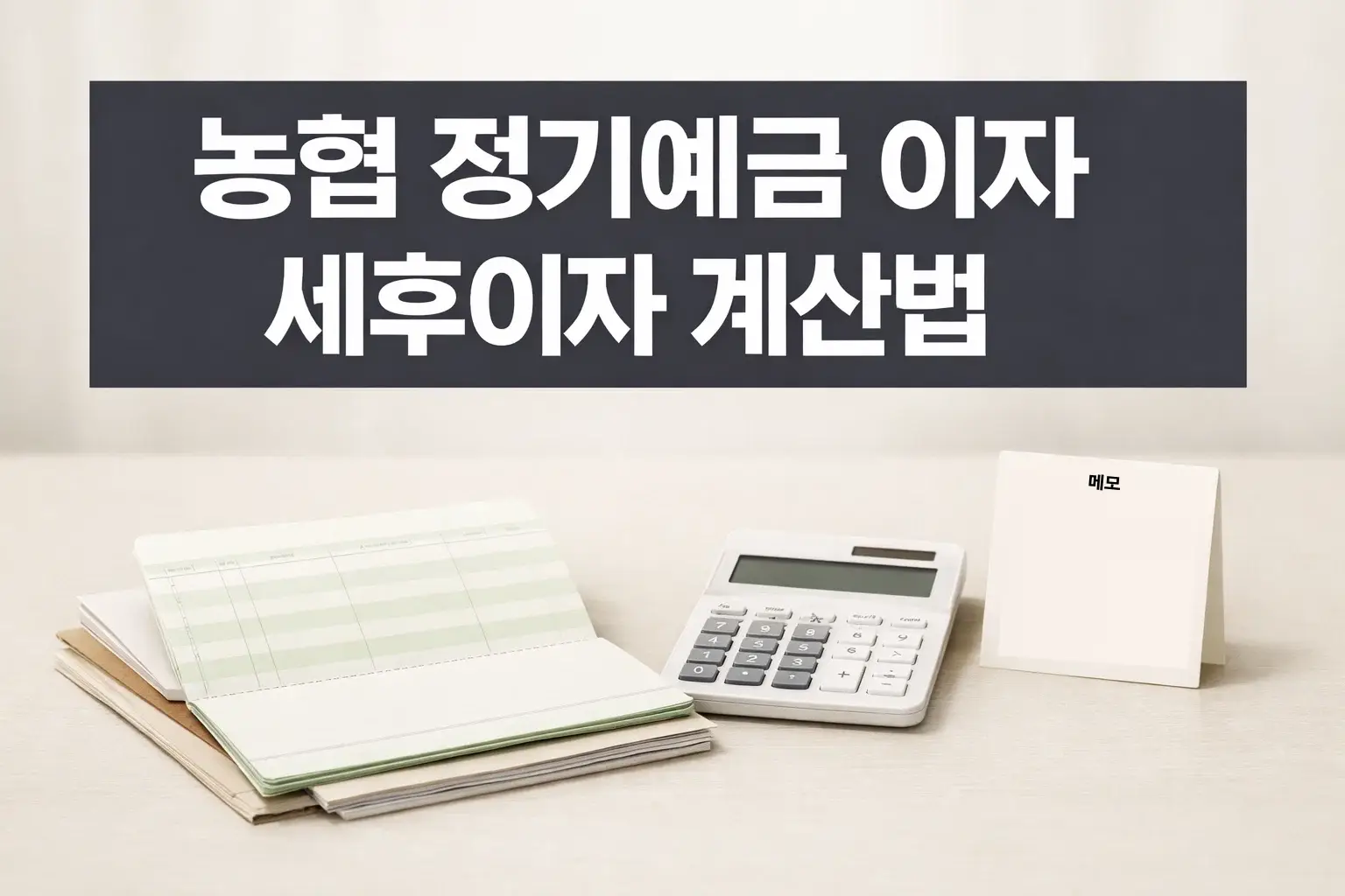 농협 정기예금 이자 글의 전체 흐름을 보여주며 세후이자 계산법과 세금 확인 포인트를 함께 이해하도록 구성한 썸네일 이미지