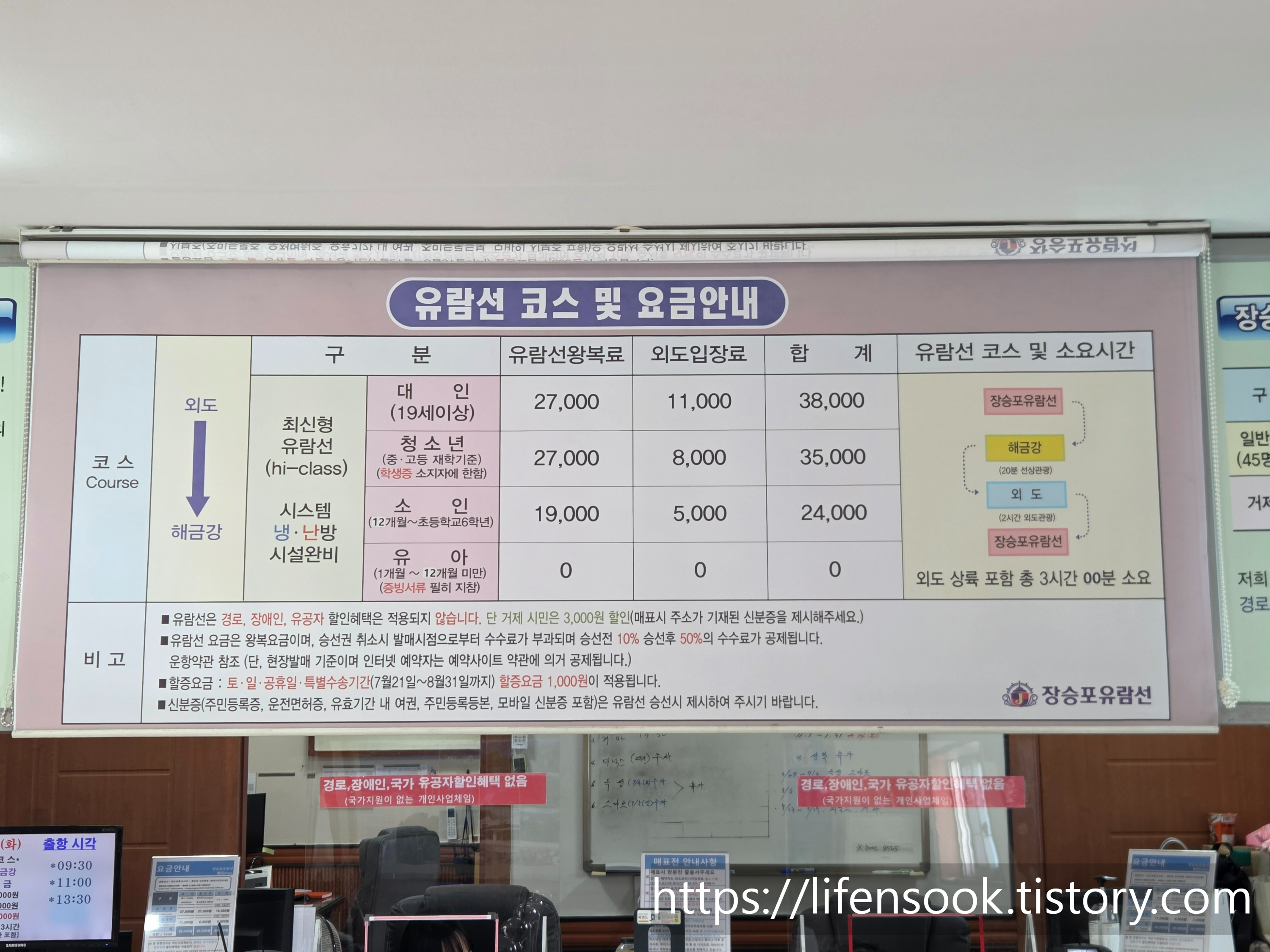 장승포-외도 유람선 코스 및 요금