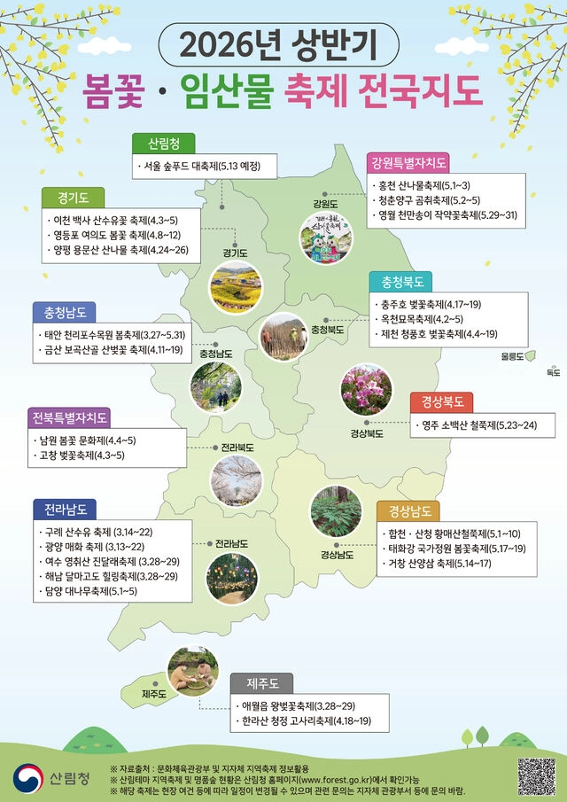 2026년 한국 지역별 벚꽃 개화시기 예측 지도