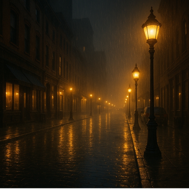 비오는 도시 풍경