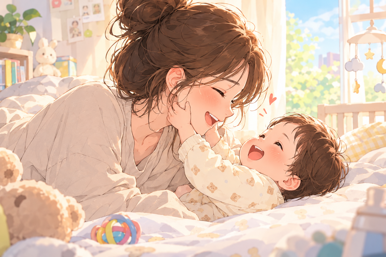 아이의 해맑은 미소에 사르르 녹아내린 엄마의 마음