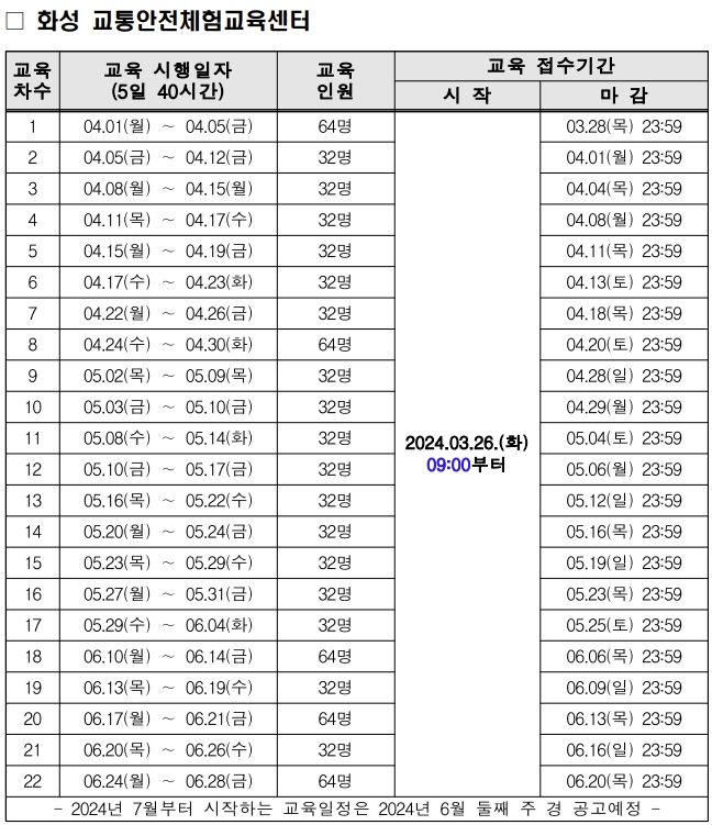 개인택시양수교육 일정