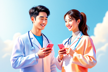 실손보험 청구 실손24앱을 소개하는 남성과 여성 의사 모습