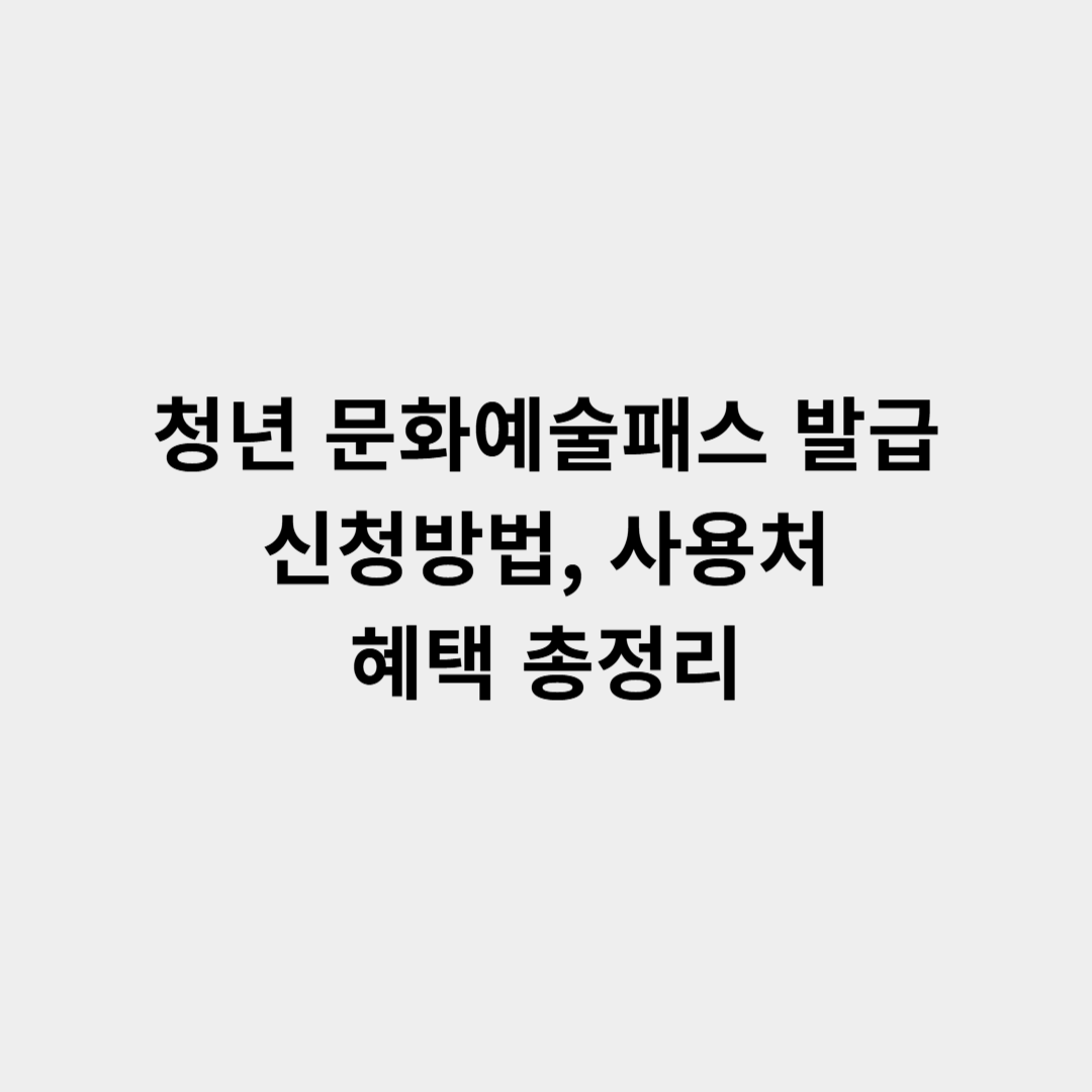 청년 문화예술패스 발급 신청방법 사용처 및 혜택 총정리