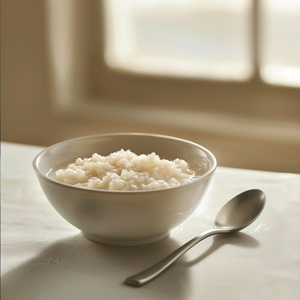 자극적이지 않은 흰 죽, 실사형 이미지