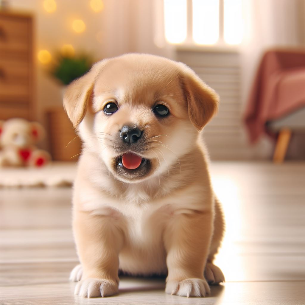 강아지가 물마시며 켁켁