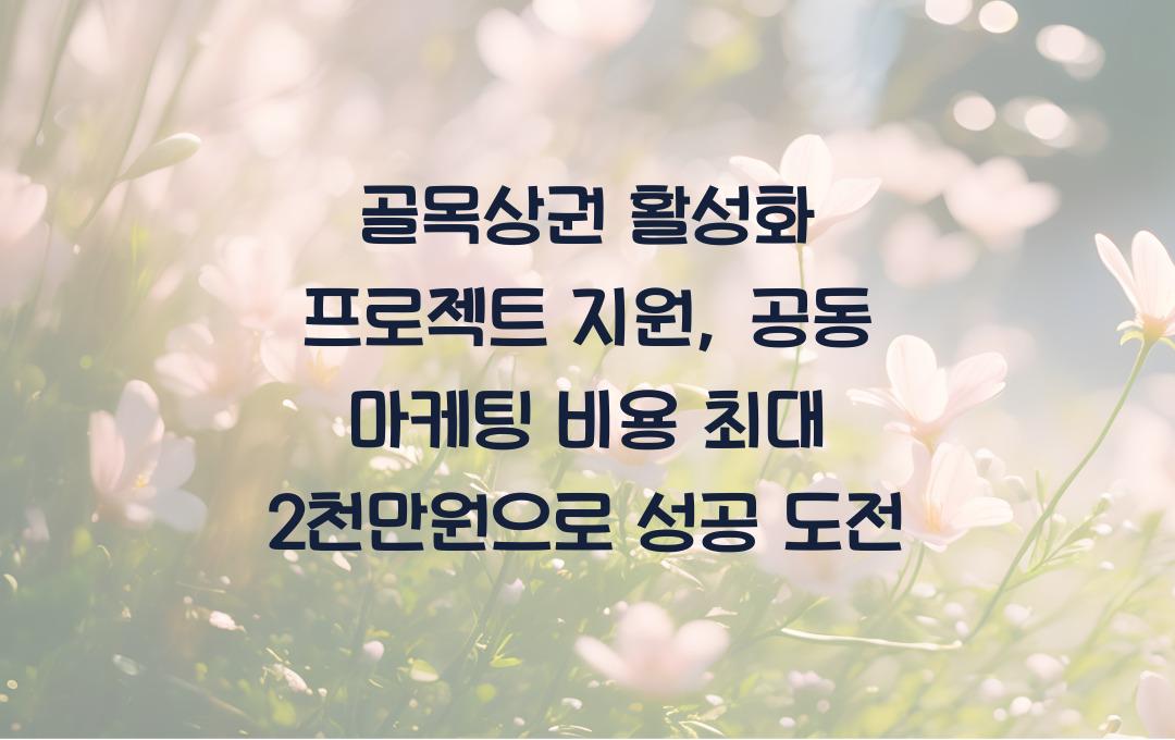 골목상권 활성화 프로젝트 지원, 공동 마케팅 비용 최대 2천만원 지원