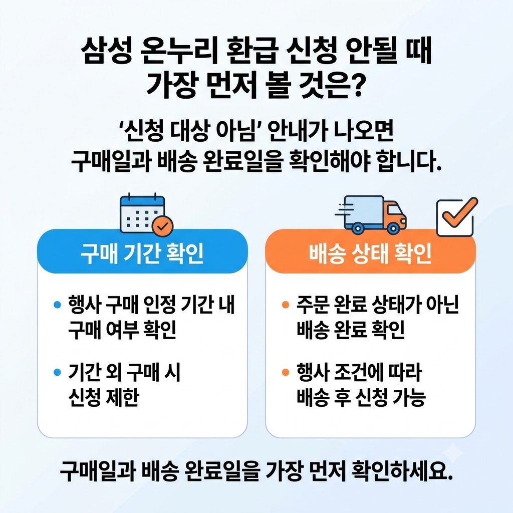 삼성 온누리 환급 신청 대상 아님 원인