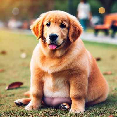 비만 체중의 리트리버 강아지 모습