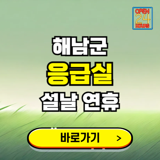 해남군 설날 연휴 비상진료 응급실 병원 찾기 ❘ 내근처 24시 야간 심야 휴일 가능한 곳