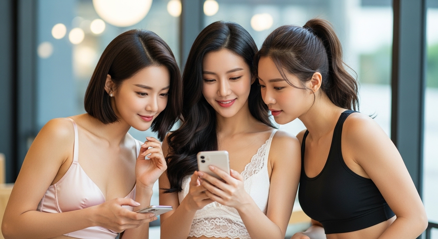 스마트폰을 보는 여자들